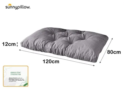 Produktbild von sunnypillow Palettenkissen für Gartenmöbel - Sitzkissen 120 x 80 cm - Palettenauflage für Palettensofa - Palettenpolster, Sitzpolster für Palettenmöbel - Gesteppte Gartenkissen - Kissen Grau