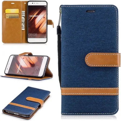 Produktbild von Tasche für Huawei P10 Jeans Cover Handy Schutz Hülle Case Dunkelblau