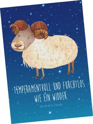 Produktbild von Mr. & Mrs. Panda Postkarte Sternzeichen Widder - Sternenhimmel Blau - Geschenk, Schafbock, bildkarte, Postkarten, Geburtstag März, Ansichtskarte, April, Bock, kunstkarte