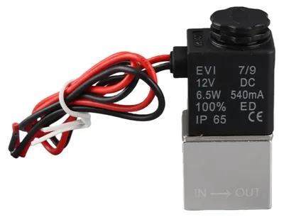 Productafbeelding van Snelwerkend magnetisch ventiel voor water, lucht en olie, 2 posities, 2-weg behuizing van aluminiumlegering, DC12V, 1/4 inch