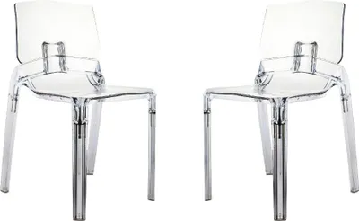 Produktbild von Set 2 transparente Stühle aus Polycarbonat, modernes und minimalistisches Design, leicht, robust und pflegeleicht, ideal für Küche, Esszimmer, Bar und Restaurant – FUTURA