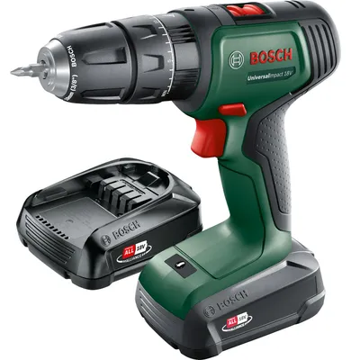 Image de Perceuse-visseuse sans fil UniversalImpact 18V, 2 x batterie PBA 18V 1.5Ah, coffret de transport