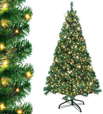Obrázek produktu pro TRMLBE Umělý vánoční stromek 240 cm (Ø cca 120 cm) s LED diodami Rychlé sestavení skládacího deštníkového systému Umělý vánoční stromek s kovovým stojanem Vánoční stromek Vánoční dekorace - zelená PVC+LED diody