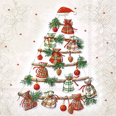 Produktbild von STICK TREE WITH GIFTS Cream Lunch-Servietten L1026