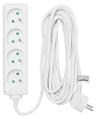 Image de PREMIUMCORD câble de rallonge 230V 2m, 4 prises, blanc (pp4-02)