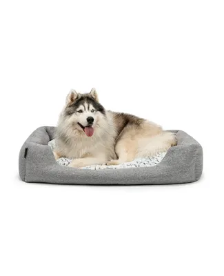 Produktbild von lionto Kuschelbett für Hunde, gemütliches Hundebett mit herausnehmbarem Wendekissen, rutschfestem Boden, 110x80 cm, grau