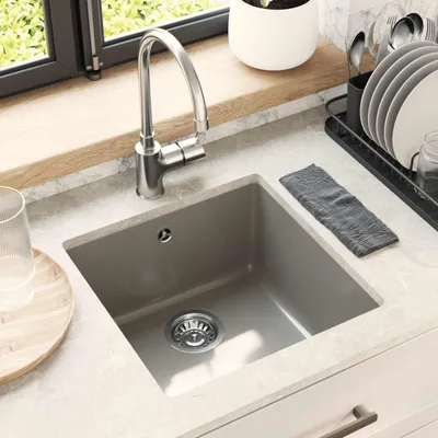 Produktbild von vidaXL Waschbecken Grau 430 x 460 mm 80% Quarz und 20% Harz