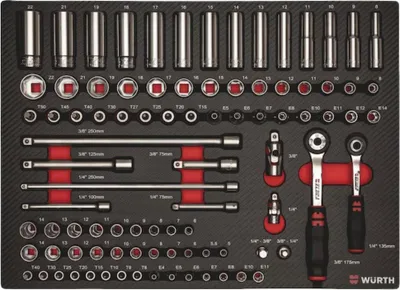 Produktbild von Würth Steckschlüssel-Satz 3/8+1/4 Zoll 8.4.1 91-teilig Zebra 0965905903