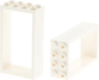 Produktbild von 2x Lego Tür Rahmen 2x4x6 weiß ohne Scheibe Türblatt Haus 4528140 60599