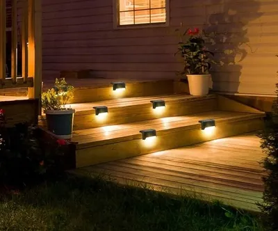 Produktbild von Komplettset Von 4 Solaren Led-Gartenleuchten Für Treppen Und Wege In Warmweiss