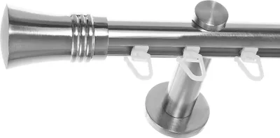 Produktbild von Innenlauf Gardinenstange Edelstahl Look 20mm Wandträger 1-läufig Knauf, Länge wählbar H30 E86