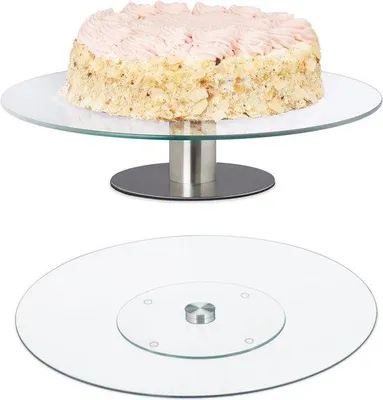 Immagine prodotto di Piatto torta girevole con campana - Ø 30 cm - Festa di matrimonio - Alzata per torta in vetro trasparente Piatto torta con campana