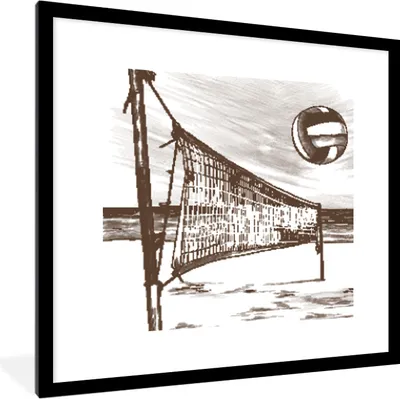 Produktbild von MuchoWow® MuchoWow® Gerahmtes Poster Strand - Volleyball - Netz 40x40 cm - Poster mit zchwarzem Bilderrahmen - Poster - Plakat im Rahmen