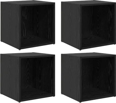 Image de Ensemble meuble TV Montage mural 4 pcs Noir 37 x 35 x 37,5 cm