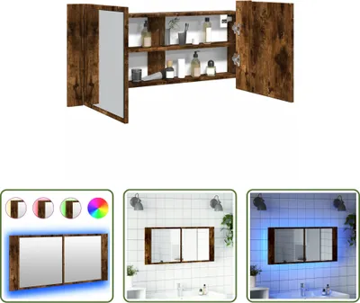 Produktbild von The Living Store LED-Spiegelschrank Räuchereiche 100x12x45 cm