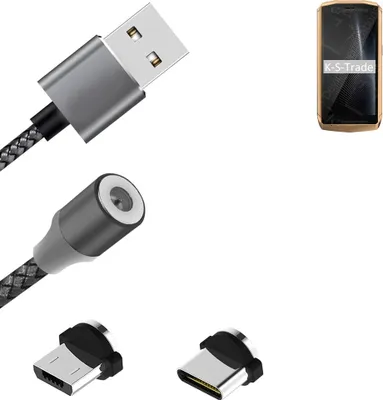 Produktbild von K-S-Trade Hochwertiges Magnet-Lade-kabel Sync-Kabel Daten-Kabel für Cubot Pocket mit USB-Typ-C-Anschluss und Micro-USB-Anschluss 2A bis zu 480mbps