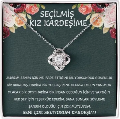 Produktbild von Halskette mit 14K Weißgold und Zirkonia-Kristallen - Ein Anhänger für Ihren geliebten Schwester inkl. Exklusiver Botschaft - SERAPHINE
