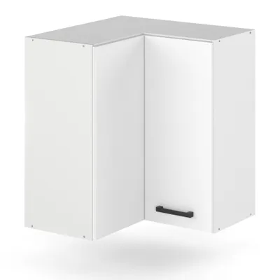 Produktbild von ULWEHOME | Eck-Hängeschrank 60 x 60 cm Weiß matt, Küchenoberschrank mit 2 Türen, Eckoberschrank, Wandschrank Küche