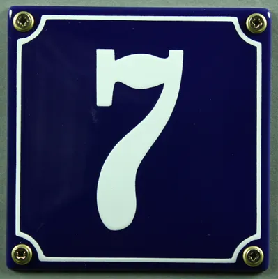 Produktbild von Hausnummernschild 7 blau - weiß 12x12 cm Schild Emaille Hausnummer Haus Nummer Zahl