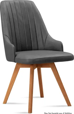 Produktbild von Esszimmerstuhl (4er-Set) Domka 52x91x60 Eiche geölt/Grau
