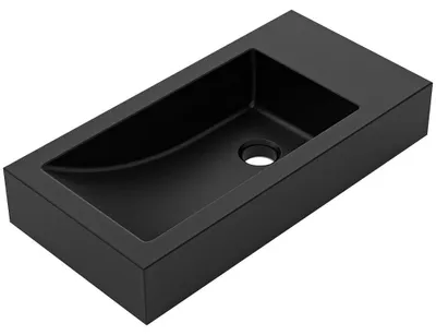 Obrázek produktu pro sklokeramikaO - Umyvadlo z litého mramoru Sofia - s přepadem - černá matná - 50x25 cm