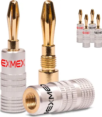 Produktbild von Bananenstecker 4mm NEXMEX 6 x schraubbar vergoldet Lautsprecherkabel Stecker 24K