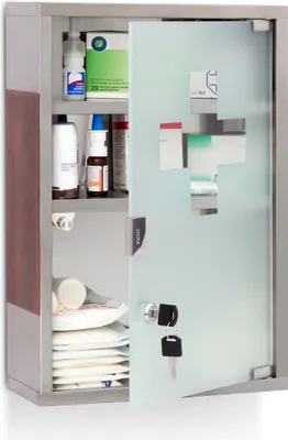 Obrázok produktu pre relaxdays 10019094_0 relaxdays Medizinschrank EMERGENCY Edelstahl XL ohne Norm silber