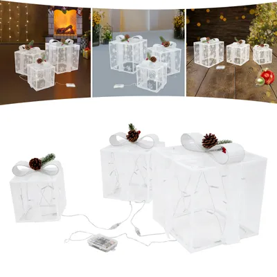 Produktbild von Geschenkboxen 3-teiliges Set Geschenkverpackung Weihnachten beleuchteten Geschenkbox