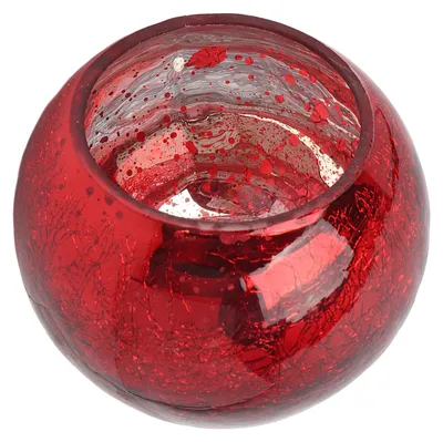 Produktbild von Runder Kerzenhalter aus Glas, Teelicht-Votiv für Hochzeit, Party, Restaurant, Heimdekoration, rote Eisblume