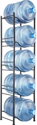 Produktbild von 5-stufiger Wasserflaschenhalter, einreihiges Wasserflaschenregal für 5 Flaschen, schwarz