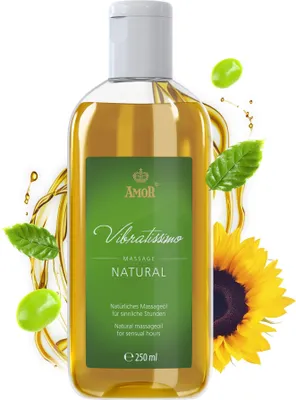 Produktbild von Vibratissimo Natural 250 ml Massageöl - Sanfte Pflege mit Natürlichen Inhaltsstoffen - Hautfreundlich, Gleitöl, Liebesöl