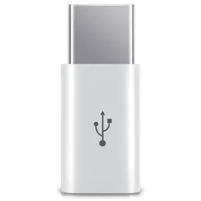 Produktbild von Micro USB Adapter auf USB C Typ C Stecker wandelt USB 2.0 Typ B zu USB 3.1 Typ C, Farben:Weiss, Stückzahl:1 Stück