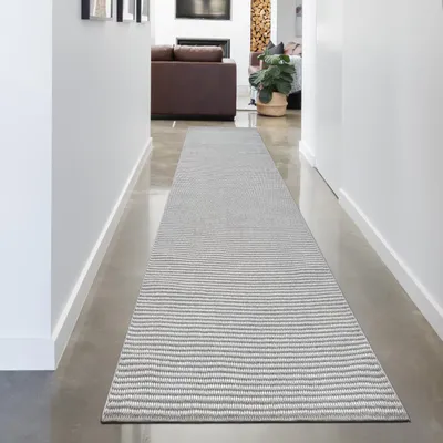 Produktbild von Schlichtfarbiger Wohnzimmerteppich im modernen Muster pflegeleicht in grau Größe - 80 x 250 cm
