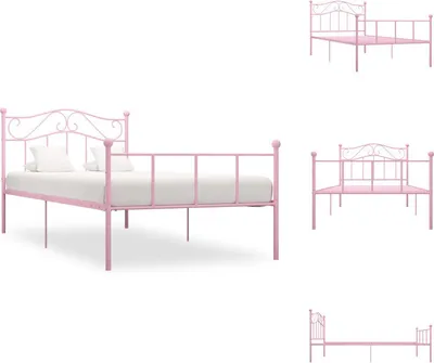 Produktbild von vidaXL Bettgestell Rosa Metall 90×200 cm -  Betten & Bettgestelle