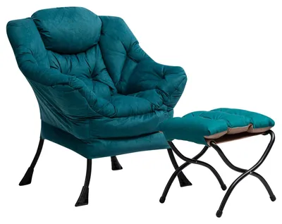 Immagine prodotto di Poltrona relax - con poggiapiedi - con braccioli - Blu verde - 95 x 80 x 64 cm