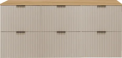 Obrázek produktu pro Koupelnová skříňka, kašmírové / dubové řemeslné zpracování + černá rukojeť, 180 x 57 x 46 cm