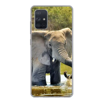 Produktbild von MuchoWow® Handyhülle Schutzhülle Hülle für Samsung Galaxy A51 Elefant - Wasser - Tiere - Natur Silikon Softcase Handy Hülle - Schutzabdeckung