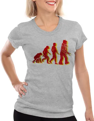 Produktbild von style3 Roboter Evolution Damen T-Shirt sheldon, Farbe:Grau meliert, Größe:M