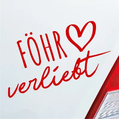 Produktbild von Auto Aufkleber Föhr verliebt Herz Insel Nordsee Liebe Car 19x10 cm Rot Sticker Heckscheibenaufkleber