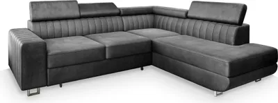 Produktbild von Masseno Ecksofa NOLA R-S mit Schlaffunktion L-Form, Sofa mit Bettkasten, Wohnzimmersofa, Couch, Soffa, Bettsofa, Couchgarnitur- Grau, MONOLITH 85
