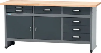 Produktbild von Werkbank Küpper 1700 x 840 x 600 mm 7 Schubladen 2 Türen grau