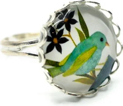 Produktbild von Vogel Cabochon Ring Miniblings Fingerring Vögel Natur Federn Fliegen
