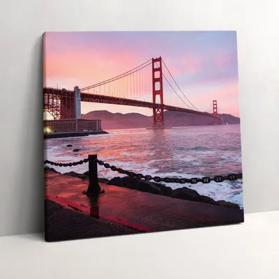 Produktbild von View of the Golden Gate Bridge – Leinwandbild Wandbild – 60x60 cm – Leinwandbilder – Wandbilder – Schlafzimmer – Flur