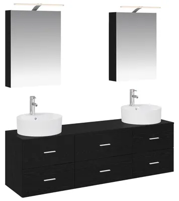 Productafbeelding van vidaXL Badkameraccessoireset, 5 stuks, zwart eikenhout