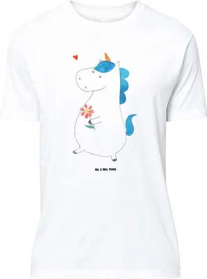 Produktbild von Mr. & Mrs. Panda Shirt Einhorn Spaziergang - Weiß - Geschenk, Oversize T-Shirt, in Übergröße, Unicorn, Freundin, Einhörner, Lustiges, Blumen, Motivation, Tshirt