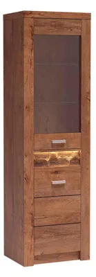 Produktbild von Masseno Vitrinenschrank ZERI 192 x 56 cm Modern Wohnzimmer Vitrine mit Tür, Braun
