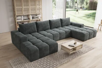 Produktbild von Moebelfest Sienna Ecksofa U-Form Couch Dunkel Grau Webstoff