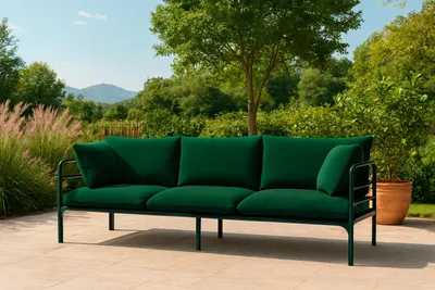 Productafbeelding van Gartenbank "Dreisitzer" model Wenecja, kleur: flessengroen, bekleding: Kanaria-stof, ideaal voor terras en balkon