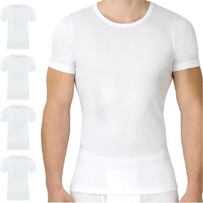 Obrázek produktu pro Pánské tričko s krátkým rukávem, sada 4 kusů, 100% bavlna, bílá barva, velikost 4XL