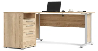 Image de Prima Bureau d'angle incl. caisson 159 x 150 cm chêne structuré